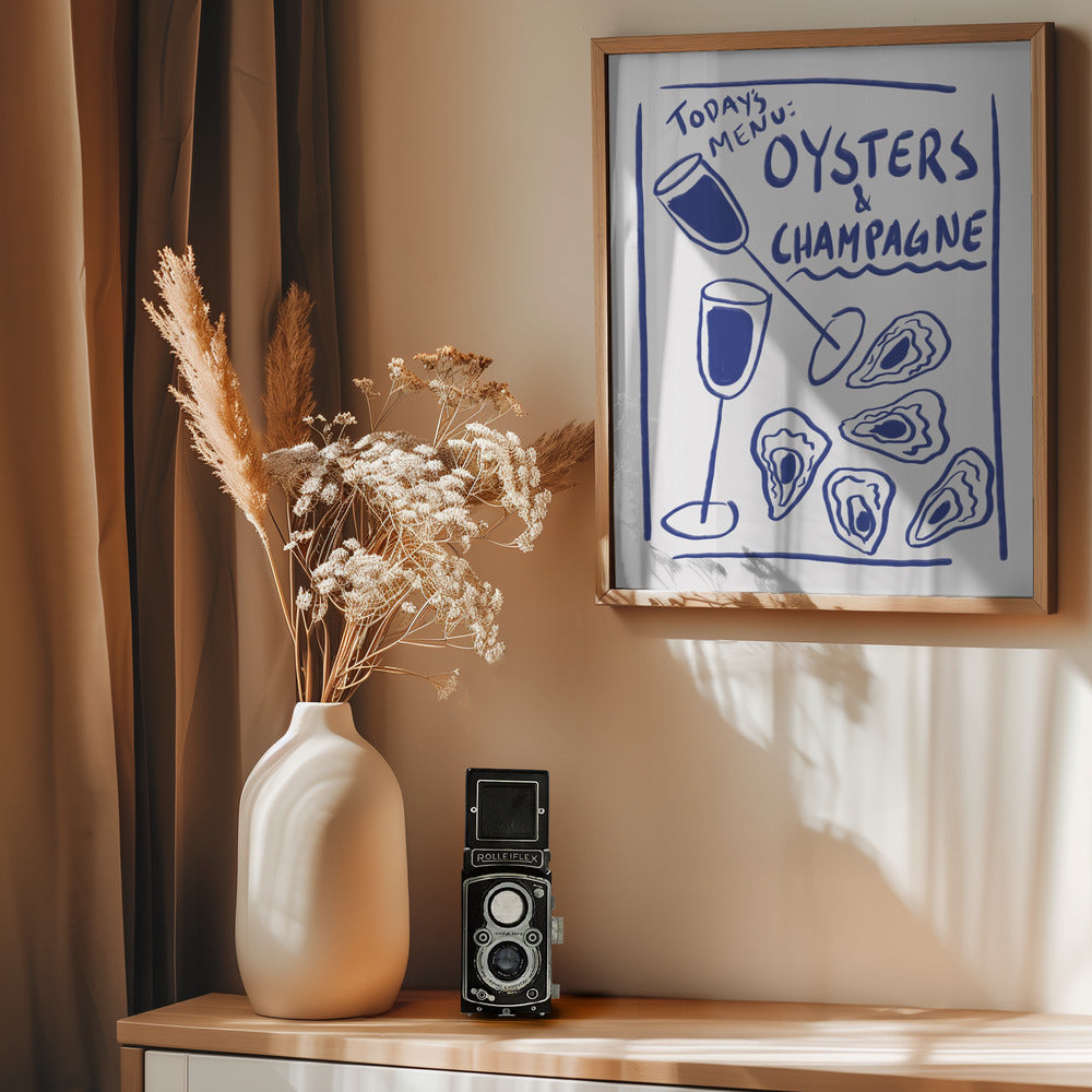 Oysters & Champagne - Poster / Art Print - interiör