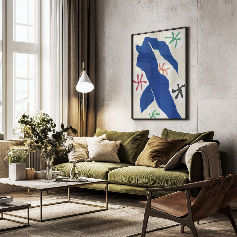 Abstract Blue Figure - Poster / Art Print - interiör