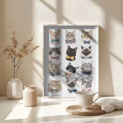 Cats In Bow Tie - Poster / Art Print - interiör