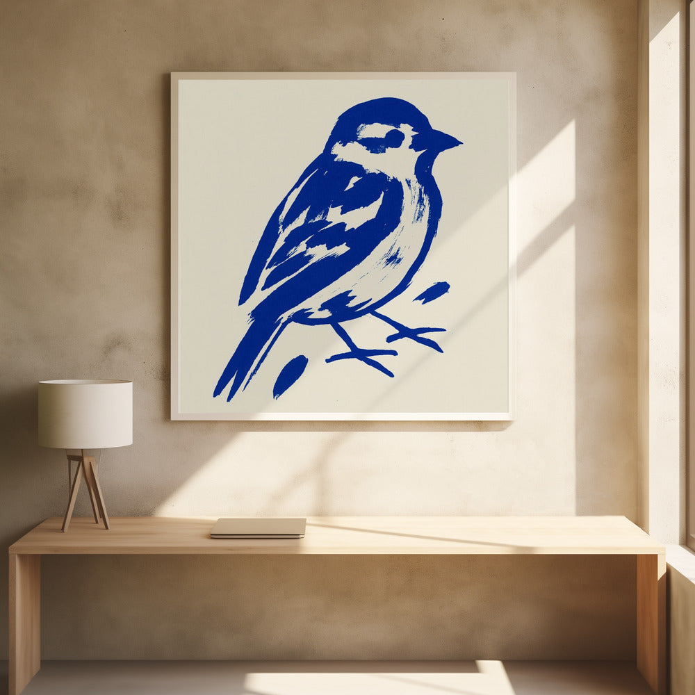 Blue sparrow - Poster / Art Print - interiör
