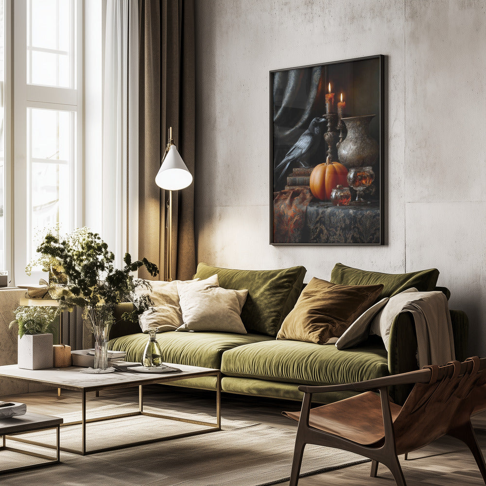 Lantern Pumpkin Halloween Scene (2) - Poster / Art Print - interiör