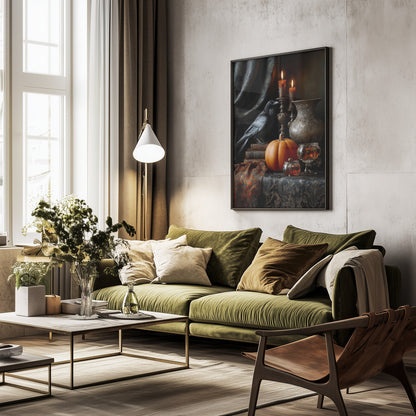 Lantern Pumpkin Halloween Scene (2) - Poster / Art Print - interiör
