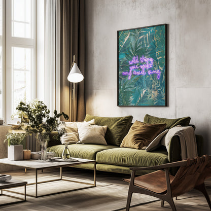 Neon Jungle Typography - Poster / Art Print - interiör