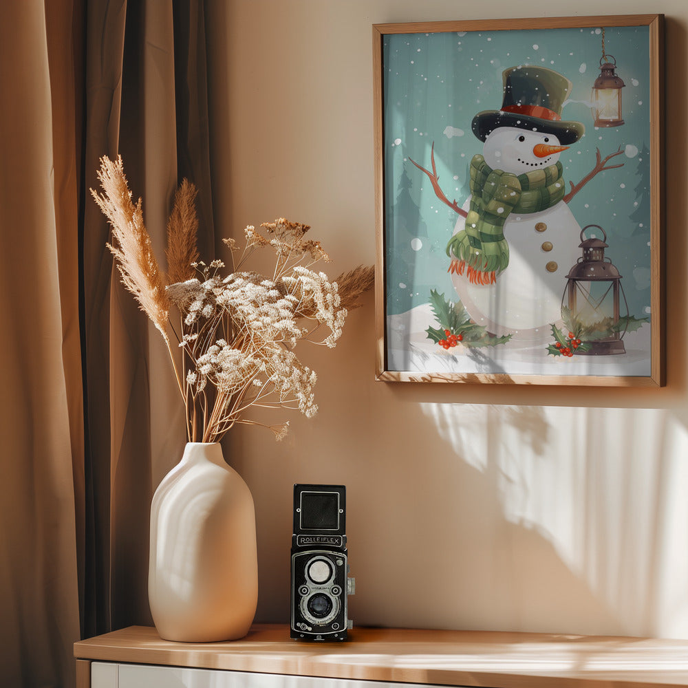 Cute Snowman No 1 - Poster / Art Print - interiör