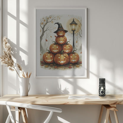 Scary Pumpkins Stack - Poster / Art Print - interiör