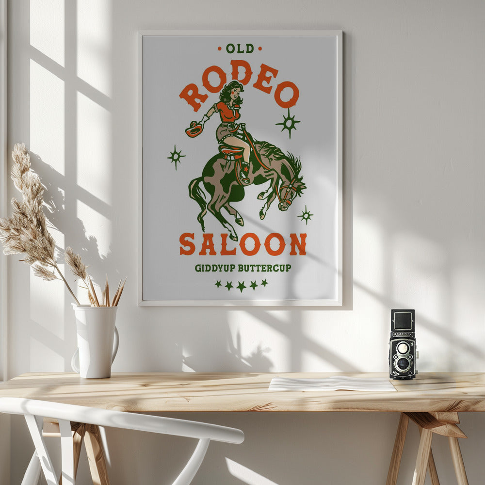 Old Rodeo Saloon Cowgirl: Giddyup Buttercup - Poster / Art Print - interiör