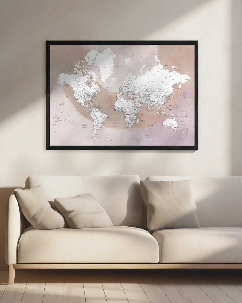 Qawi detaljerad världskarta - Poster / Art Print - interiör
