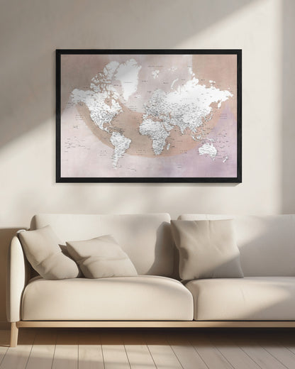 Qawi detaljerad världskarta - Poster / Art Print - interiör