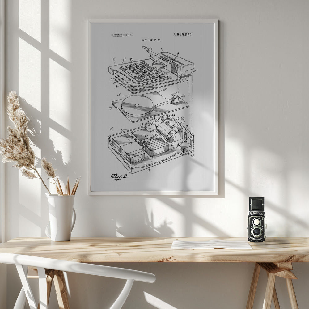 Electronic Calculator Patent 1974 - Poster / Art Print - interiör