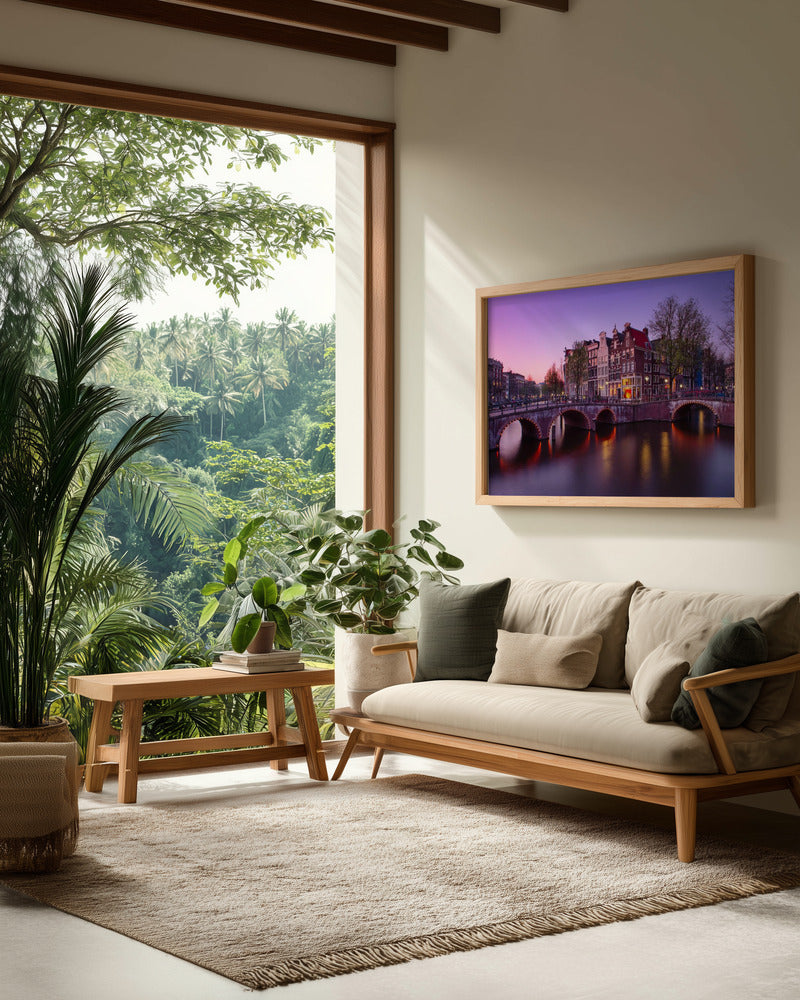 Amsterdam: Atardecer en el canal - Poster / Art Print - interiör
