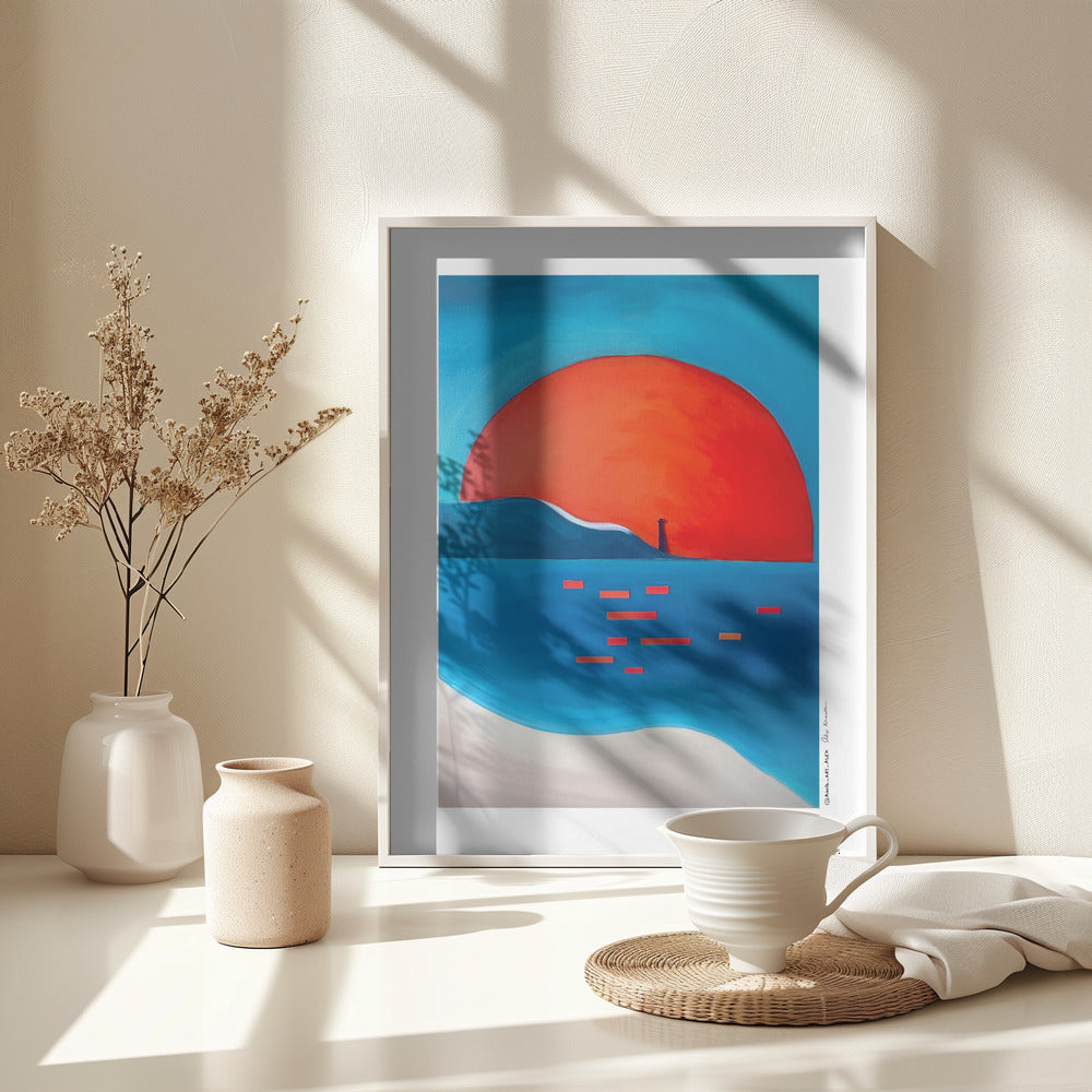 Vibrant Sunset Lighthouse - Poster / Art Print - interiör