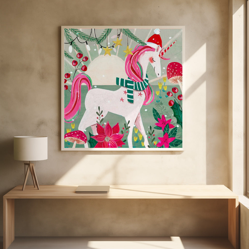 Christmas Unicorn - Poster / Art Print - interiör