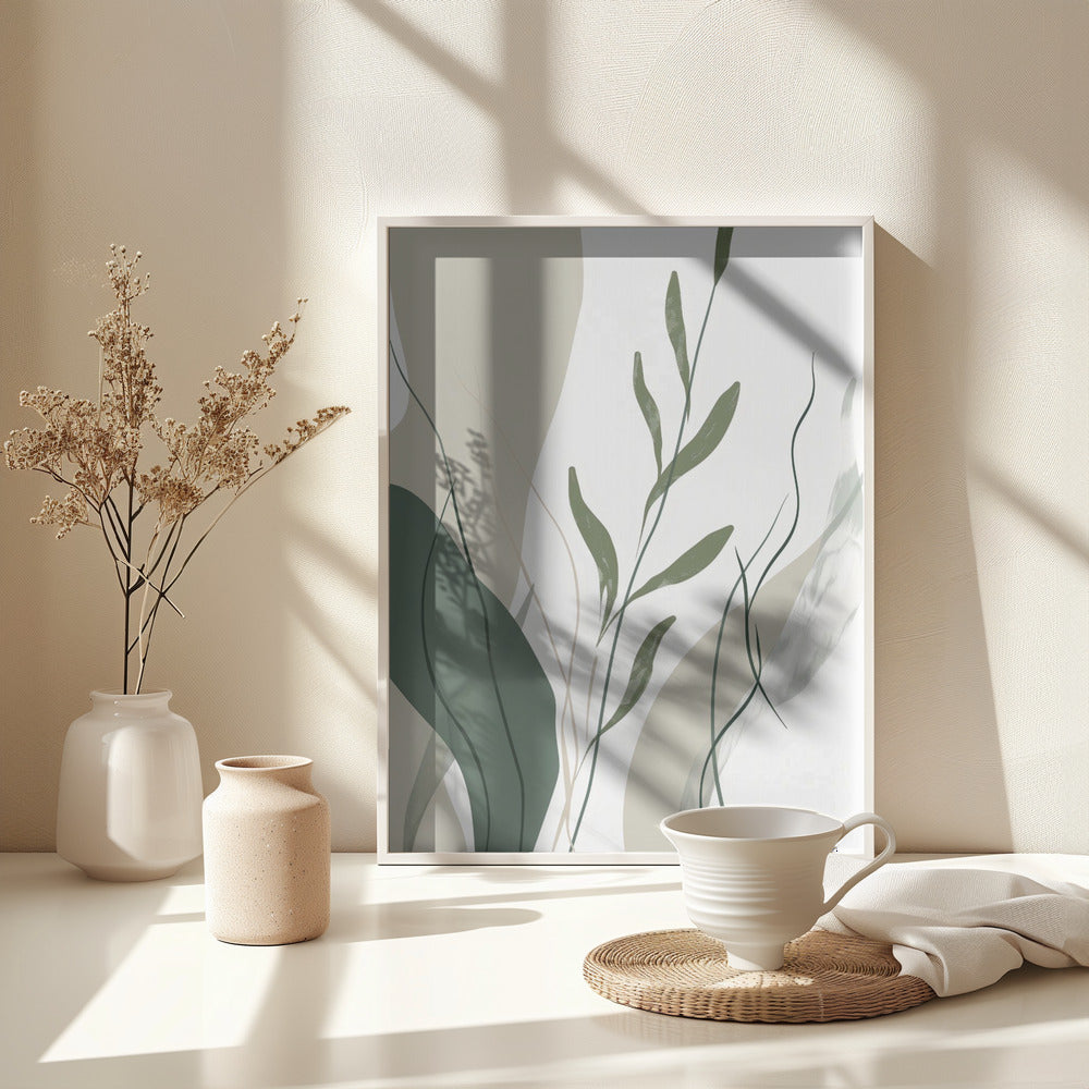 Green Abstract Leaves No 1 - Poster / Art Print - interiör
