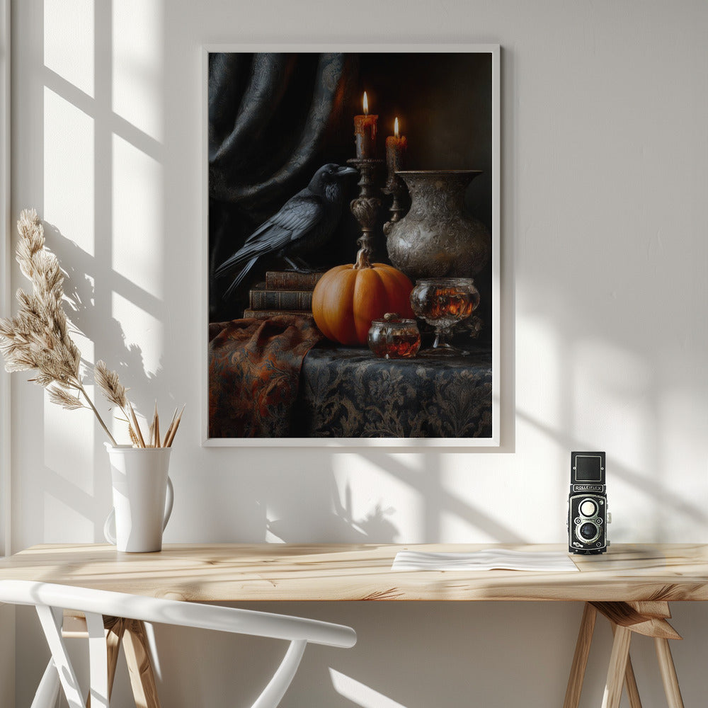 Lantern Pumpkin Halloween Scene (2) - Poster / Art Print - interiör