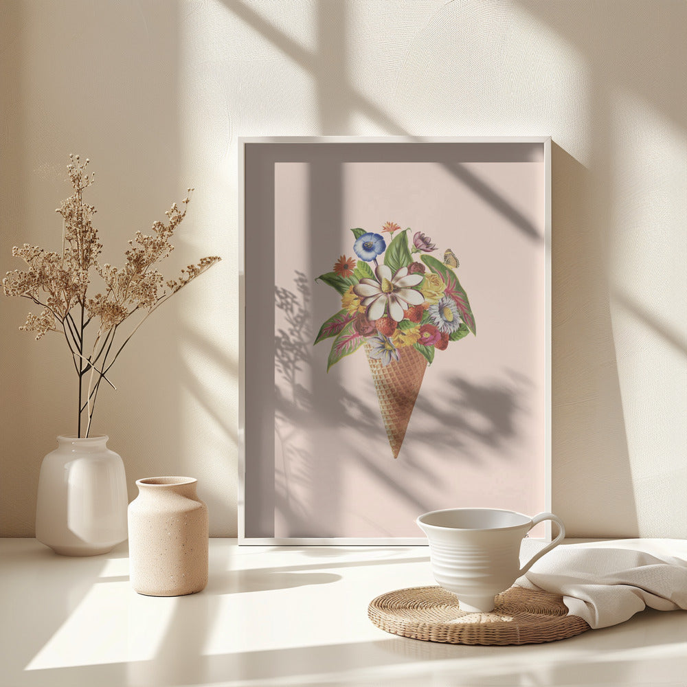 Botanical pink ice cream - Poster / Art Print - interiör