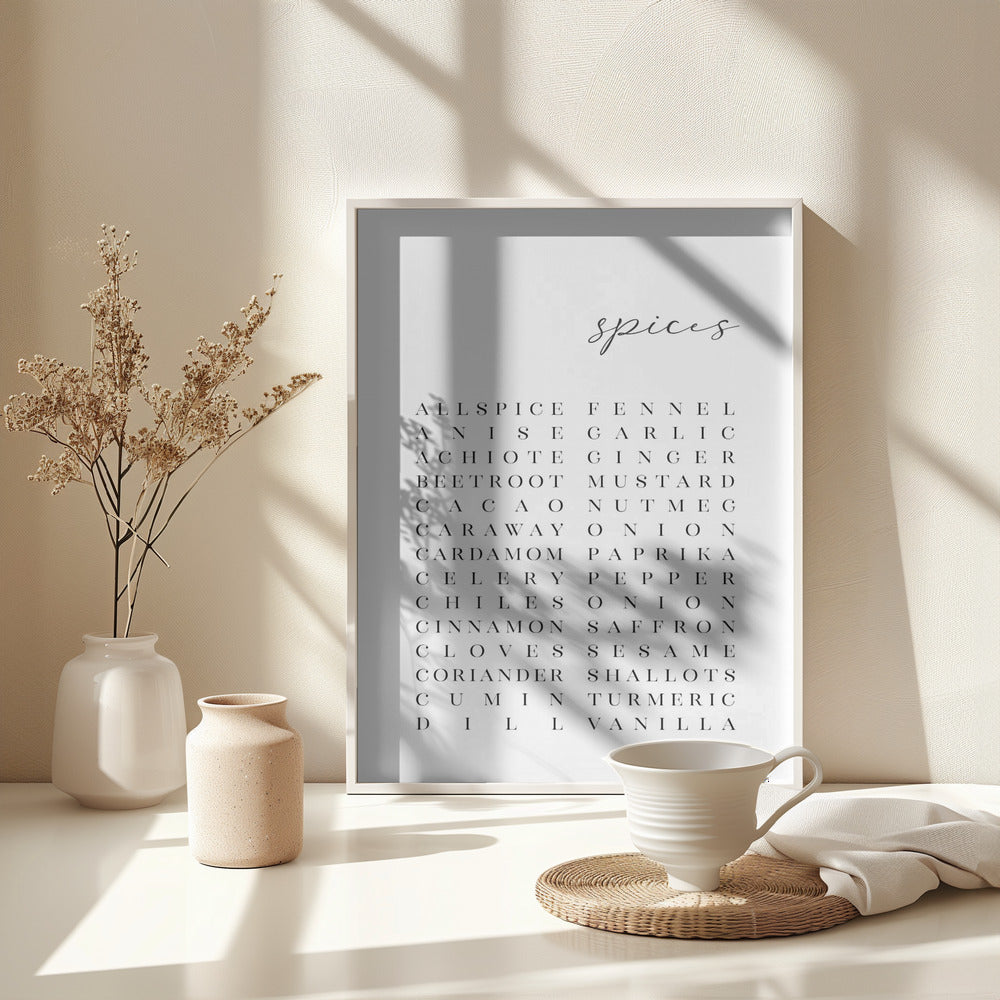 List of spices - Poster / Art Print - interiör