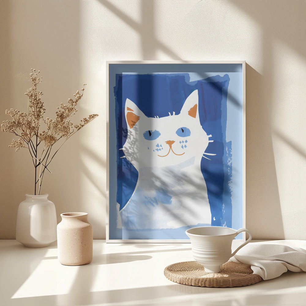 Cat In Blue - Poster / Art Print - interiör