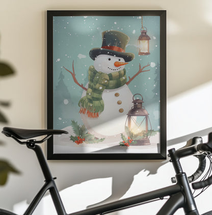 Cute Snowman No 1 - Poster / Art Print - interiör