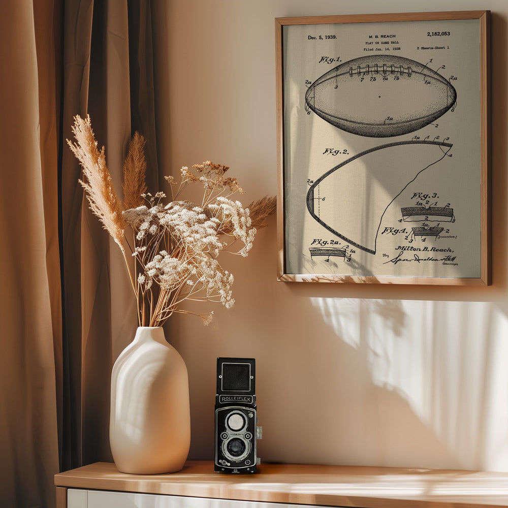 Football Patent 1938 - Poster / Art Print - interiör