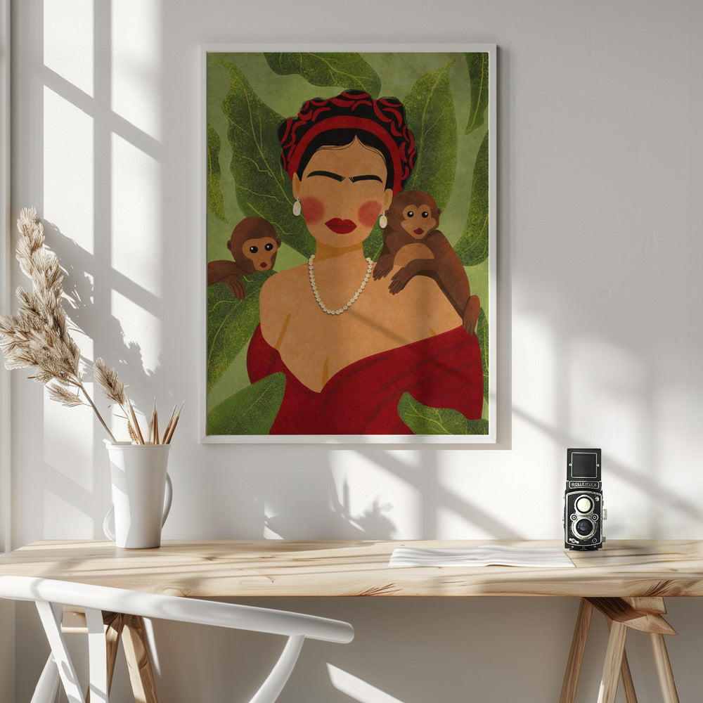 Frida and Monkeys - Poster / Art Print - interiör
