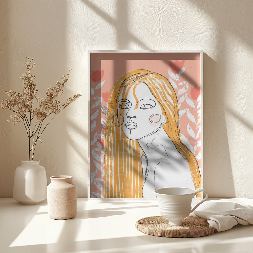 The Tulip Girl (Peach) - Poster / Art Print - interiör