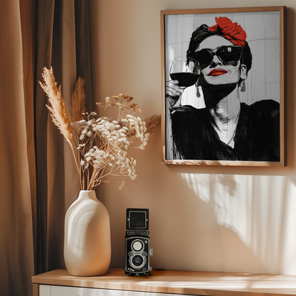 Woman and drink - Poster / Art Print - interiör