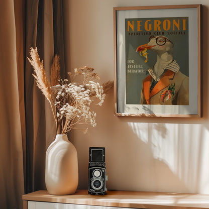 Vintage Art Deco Negroni Poster Of A Fancy Seagull - Poster / Art Print - interiör