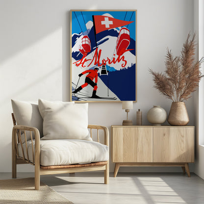 Winter Tourism: Vintage St.Moritz - Poster / Art Print - interiör