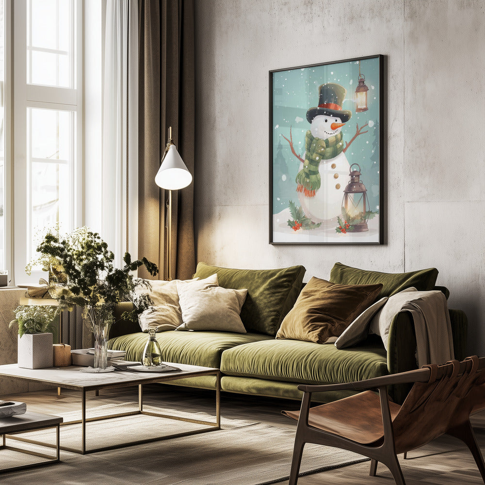 Cute Snowman No 1 - Poster / Art Print - interiör