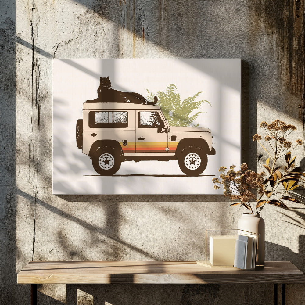 Black Panther On Car - Poster / Art Print - interiör