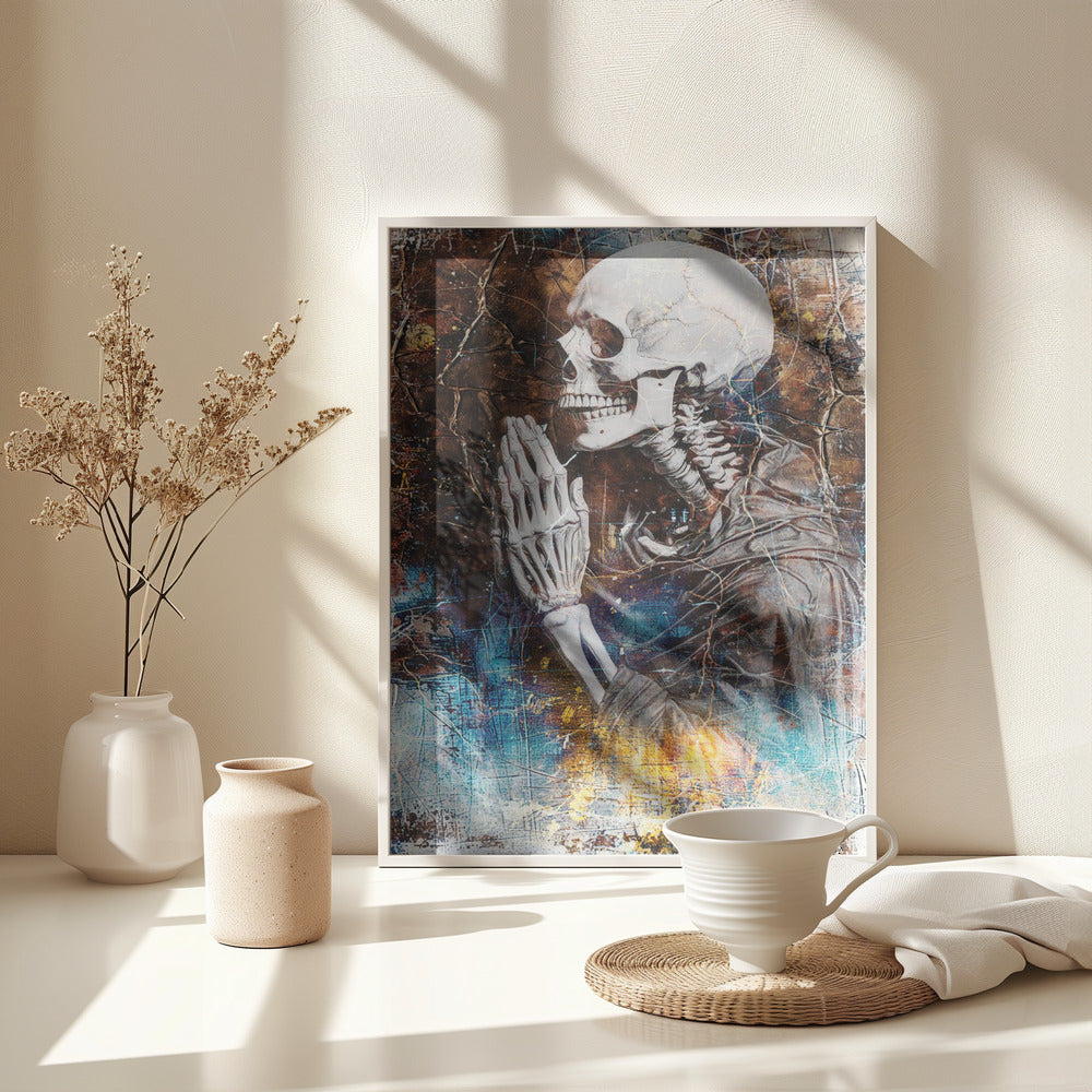 Funny Scull Drawing Illustration 48 - Poster / Art Print - interiör