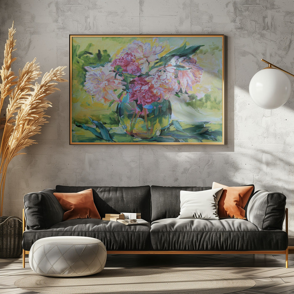 Peonies in a vase - Poster / Art Print - interiör