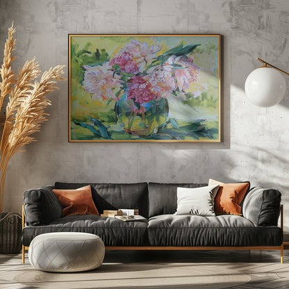 Peonies in a vase - Poster / Art Print - interiör