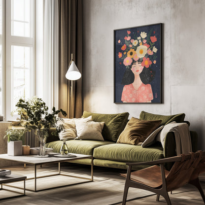 Midnight Flowers and Thoughts - Poster / Art Print - interiör