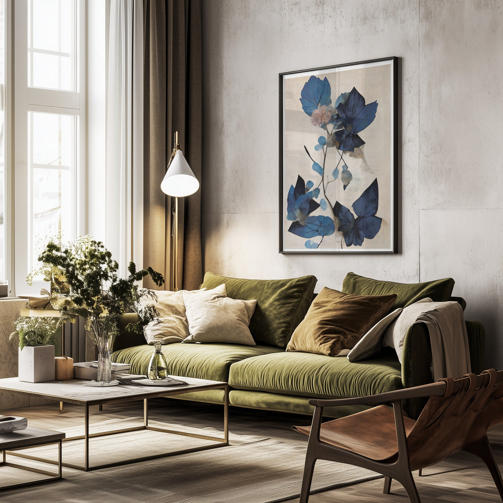 Blue Dry Flowers - Poster / Art Print - interiör