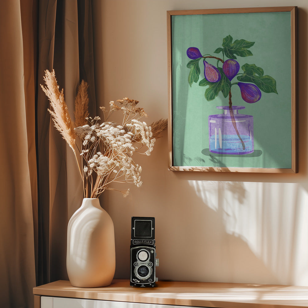 Figs Branch In Vase - Poster / Art Print - interiör