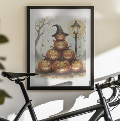 Scary Pumpkins Stack - Poster / Art Print - interiör