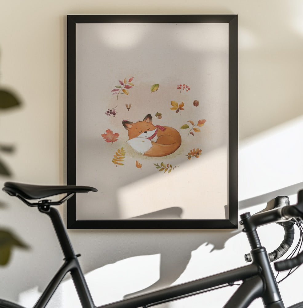 Fox In Fall Foliage - Poster / Art Print - interiör