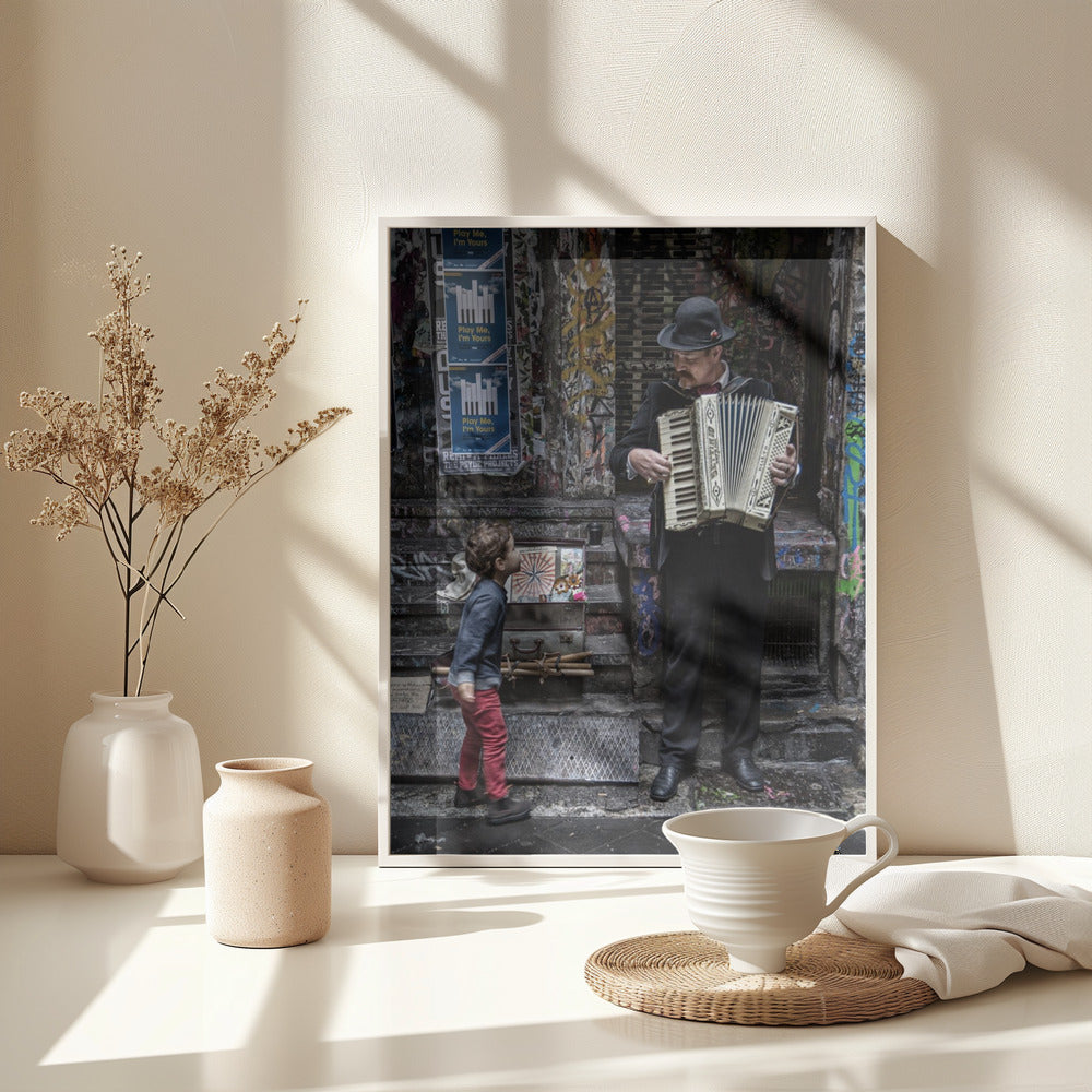 The Busker And The Boy - Poster / Art Print - interiör