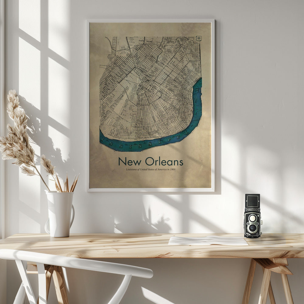 New Orleans karta - Poster / Art Print - interiör