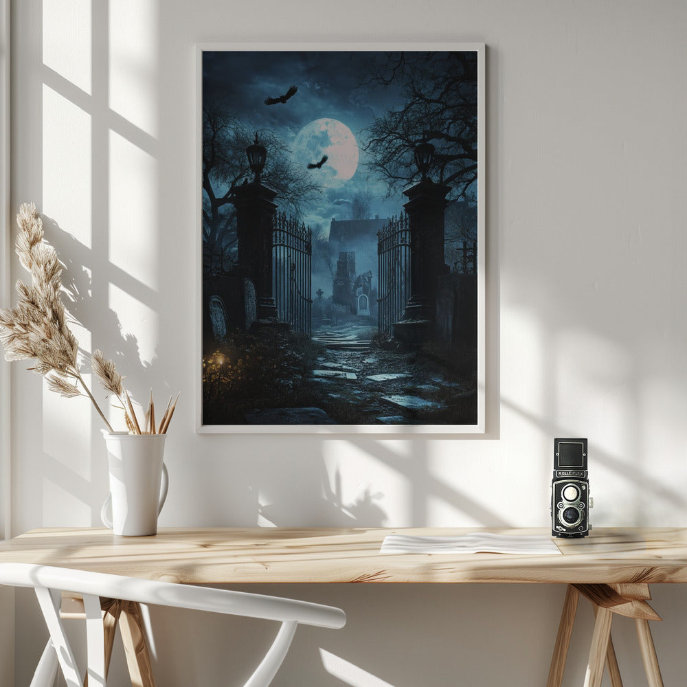 Grave Stones Halloween Scene (1) - Poster / Art Print - interiör