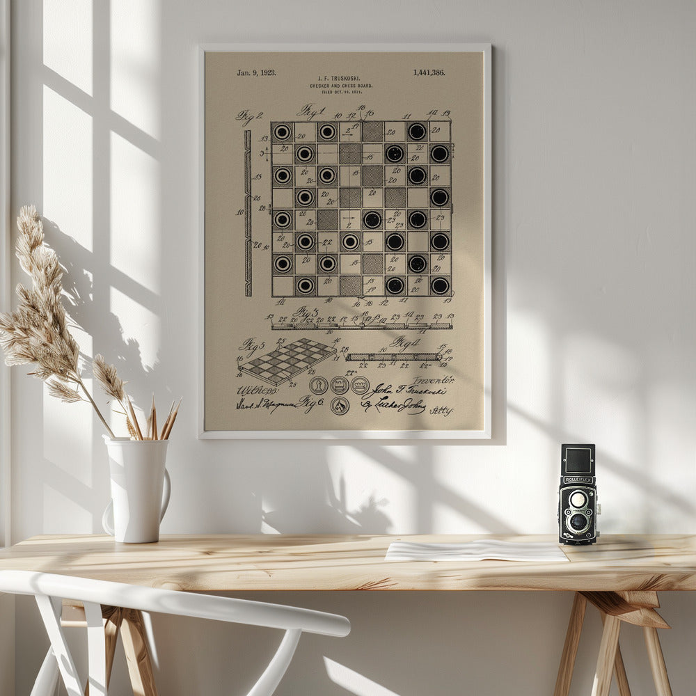 Checker and Chess Board Patent 1921 - Poster / Art Print - interiör