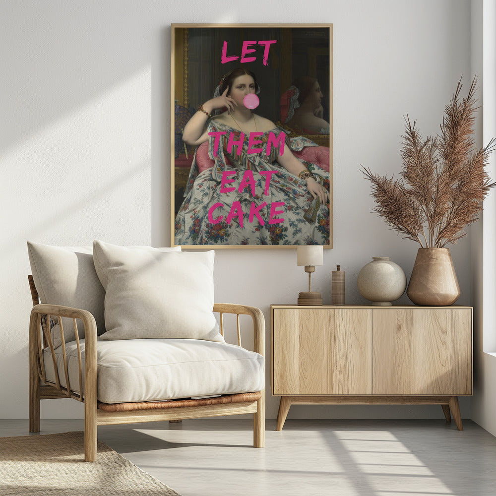 Let Them Eat Cake, Bubble Gum Vintage Portrait - Poster / Art Print - interiör