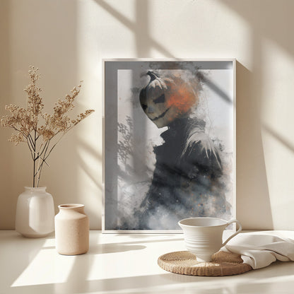 Man With Pumpkin Halloween Scene (1) - Poster / Art Print - interiör