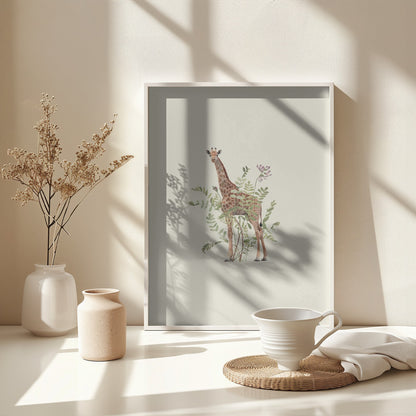 Floral giraffe - Poster / Art Print - interiör