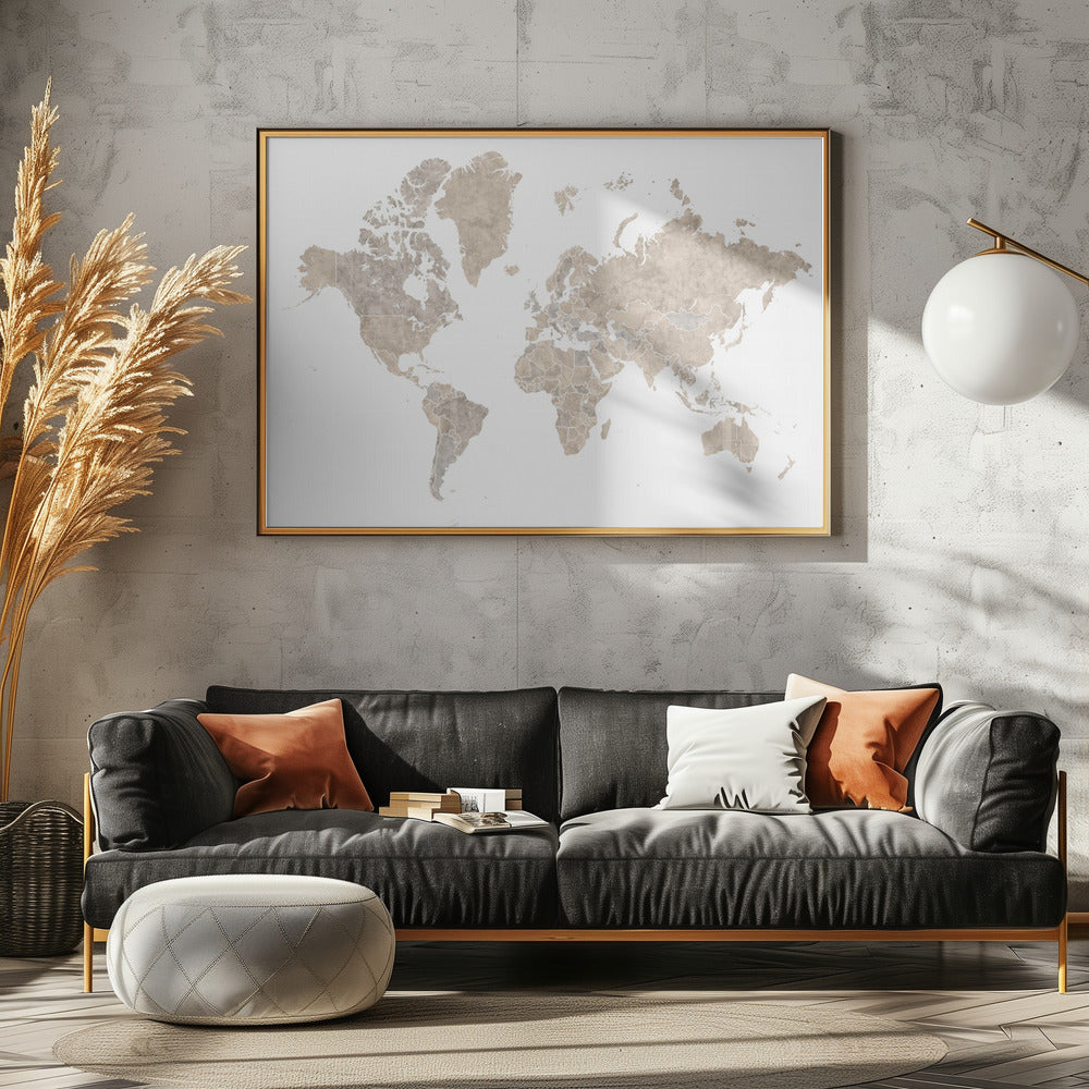 Abey världskarta - Poster / Art Print - interiör