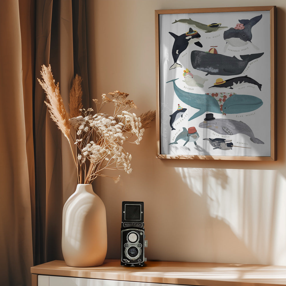 Whales In Hats - Poster / Art Print - interiör