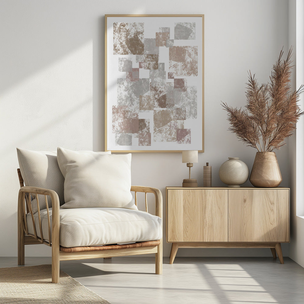 Abstract Brown Cubes - Poster / Art Print - interiör