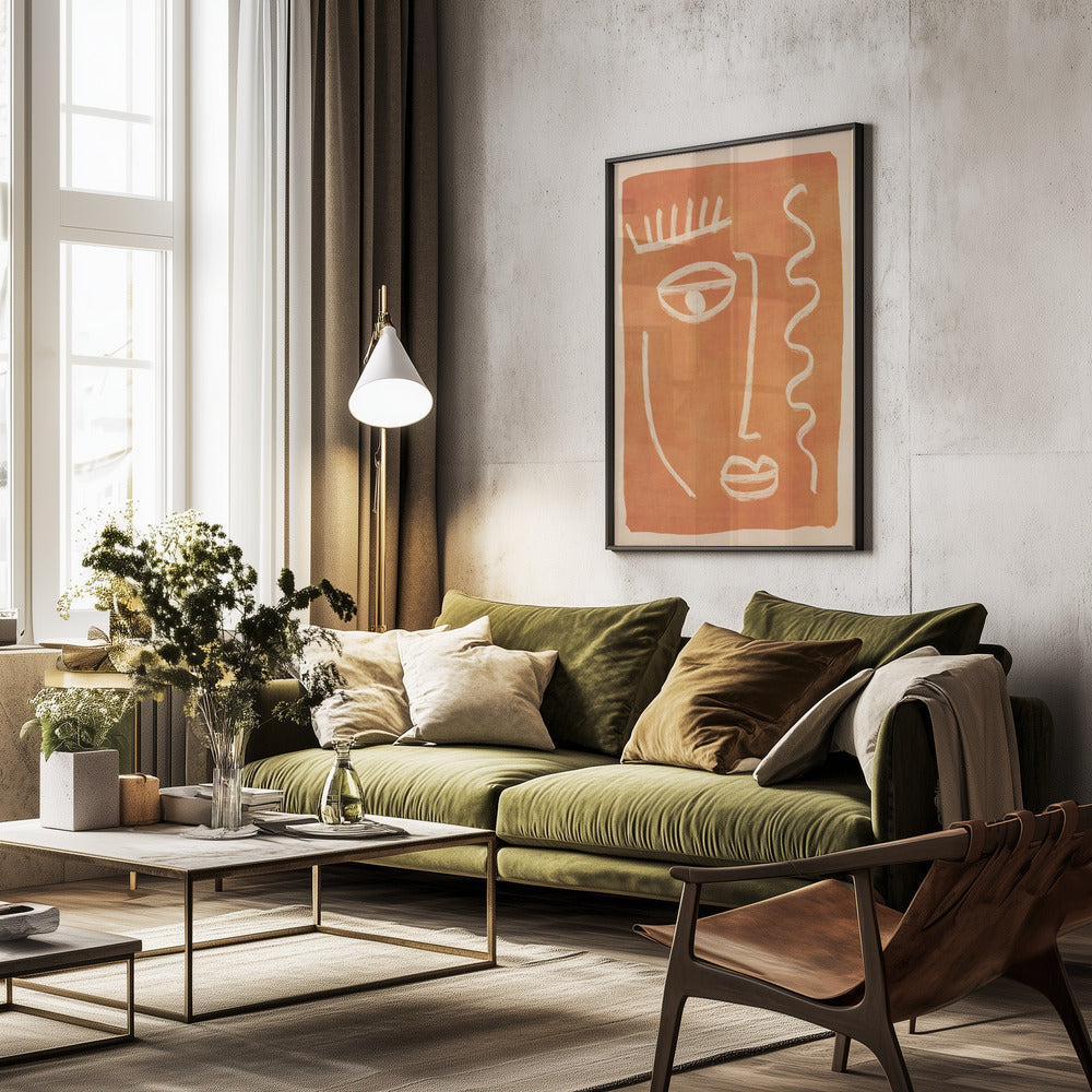 Abstract Face Portrait - Poster / Art Print - interiör