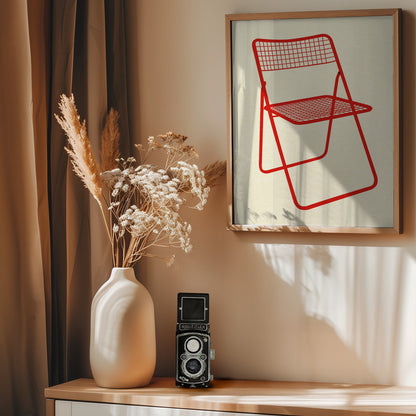 Ted Net Chair Red - Poster / Art Print - interiör